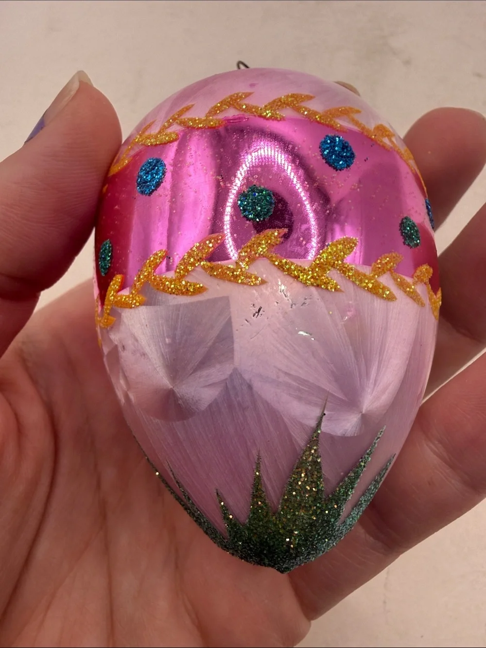 Vtg Christopher Radko Fantasia Reflector Glass Christmas Ornament Egg Collectibl